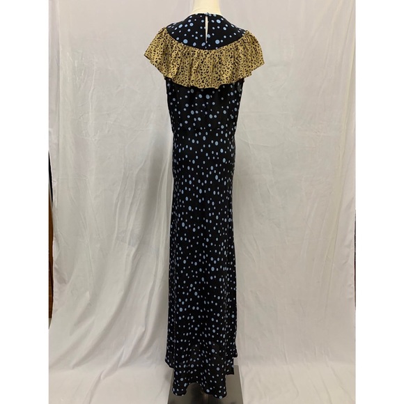 RIXO LACEY LEOPARD BUBBLE SPOT Frill Neck Midi Dress Size L - Picture 3 of 7
